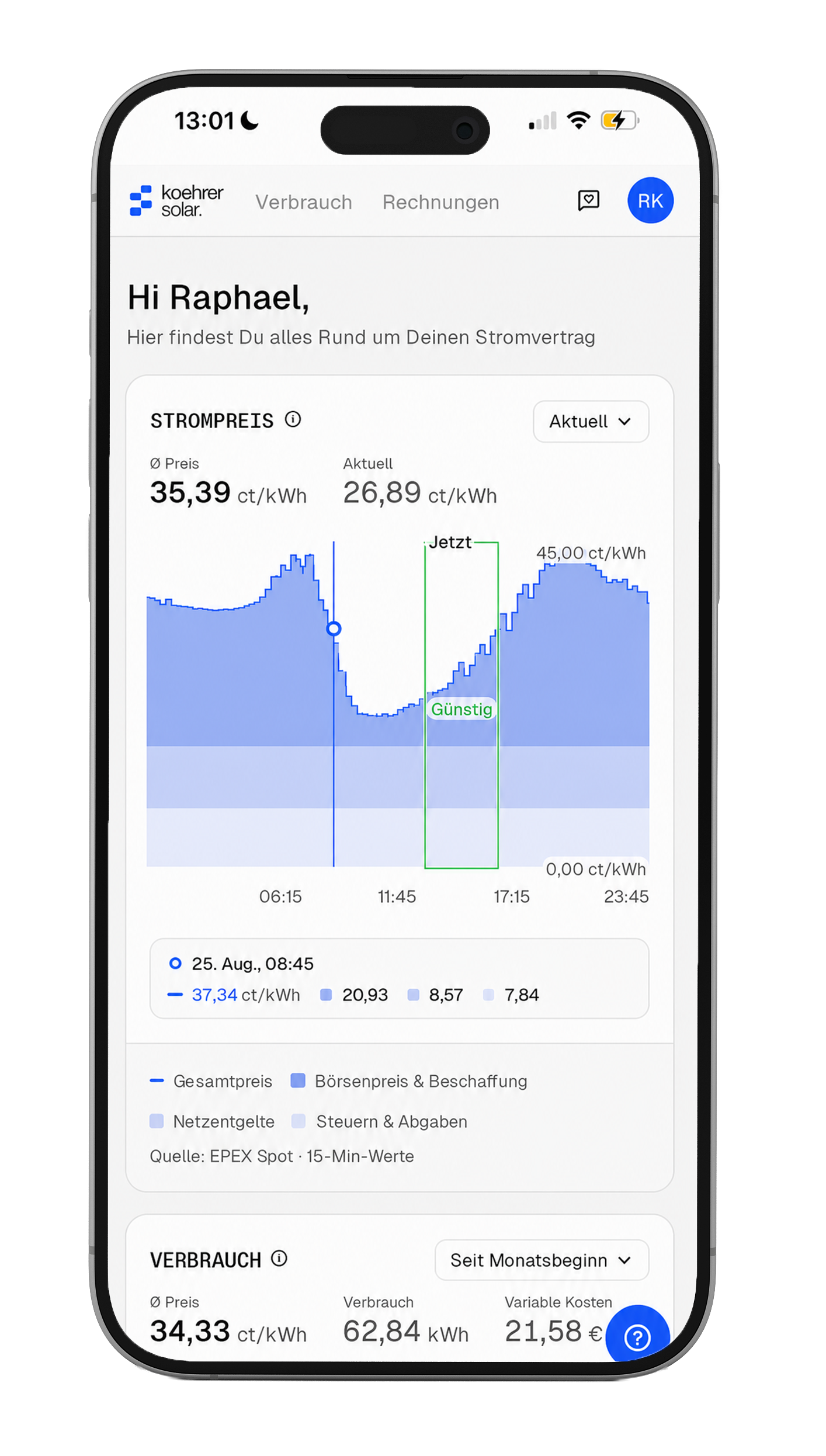 Köhrer Energy Tarifrechner auf dem Smartphone